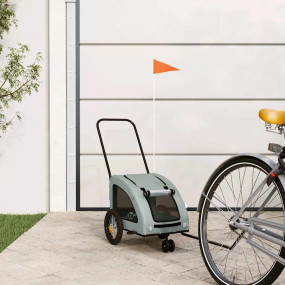 Pet Bike Trailer Grey Oxford Fabric and Iron Foldable