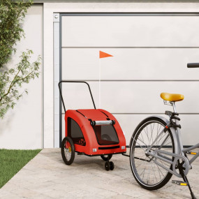 Pet Bike Trailer Orange and Grey Oxford Fabric, Iron, P...