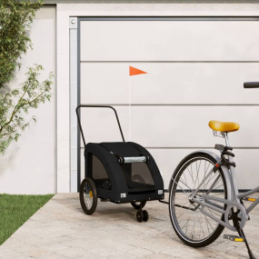 Pet Bike Trailer Black Oxford fabric Compact Durable