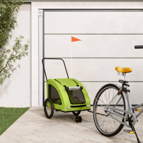 Pet Bike Trailer Green Oxford Fabric, Iron, PVC Tough