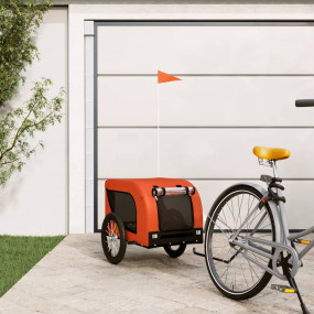 Pet Bike Trailer Orange and Black Oxford Fabric, Iron, ...