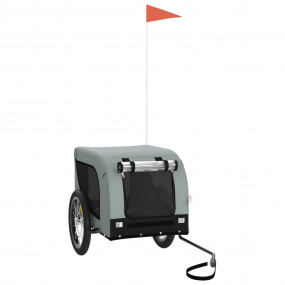 Pet Bike Trailer Gray and Black Oxford Fabric, Iron, PV...