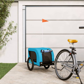Pet Bike Trailer Blue and Black Oxford Fabric, Iron, PV...