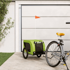 Pet Bike Trailer Green and Black Oxford Fabric, Iron, P...