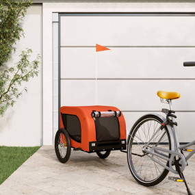 Pet Bike Trailer Orange and Black Oxford Fabric, Iron, ...