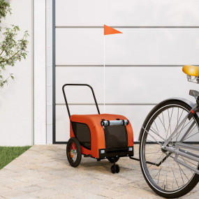 Pet Bike Trailer Orange and Black Oxford Fabric, Iron, ...