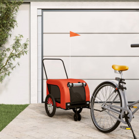 Pet Bike Trailer Orange and Black Iron, Oxford fabric, ...