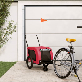Pet Bike Trailer Red and black Oxford fabric, iron, PVC...