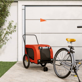 Pet Bike Trailer Orange and Black Oxford Fabric, Iron, ...