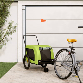 Pet Bike Trailer Green and Black Oxford fabric, Iron, P...