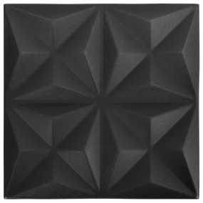 3D Wall Panels 12 pcs 19.7"x19.7" Origami Black 32.3 ft
