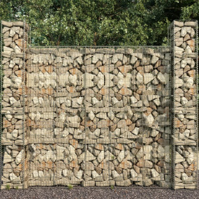 Gabion Wall with Cover Galvanized Steel 236.2"x19.7"x78...