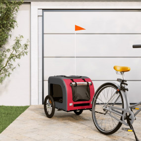 Pet Bike Trailer Red and Grey Oxford Fabric, Iron, PVC ...