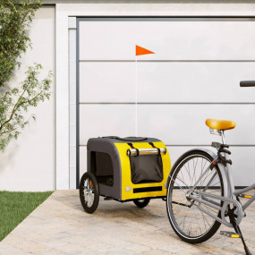 Pet Bike Trailer Yellow and Grey Oxford Fabric, Iron Sm...