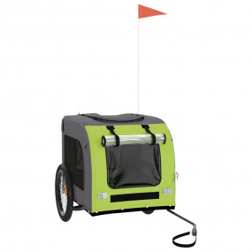 Pet Bike Trailer Green and Grey Oxford Fabric, Iron, PV...