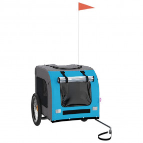 Pet Bike Trailer Blue and Grey Oxford Fabric, Iron, PVC...