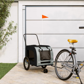 Pet Bike Trailer Black and Grey Oxford fabric, Iron, PV...