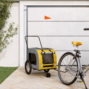 Pet Bike Trailer Yellow and Grey Oxford fabric, iron, P...