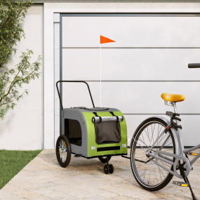 Pet Bike Trailer Green and Grey Oxford fabric, Iron, PV...