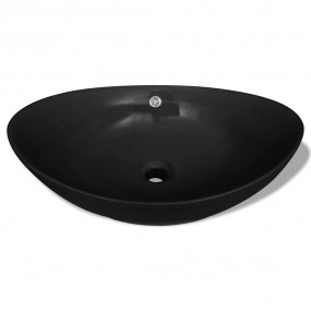 Black Luxury Ceramic Basin Oval with Overflow 23.2"x15....