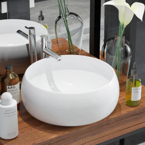 Basin Round Ceramic White 15.7"x5.9"