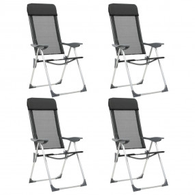 Imag:Folding Camping Chairs 4 pcs Black Aluminum