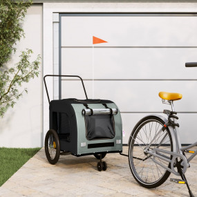 Pet Bike Trailer Black and Grey Oxford fabric, Iron, PV...