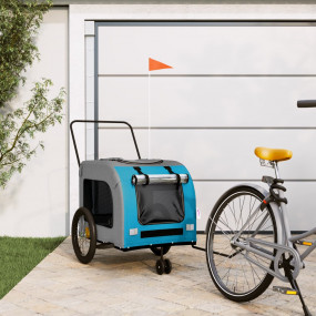 Pet Bike Trailer Blue and Grey Oxford fabric, Iron, PVC...