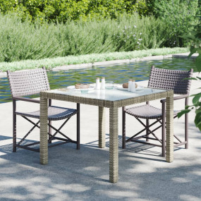 Patio Table 35.4"x35.4"x29.5" Tempered Glass and Poly R...