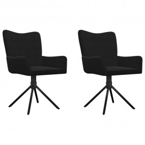 Swivel Dining Chairs 2 pcs Black Velvet