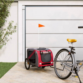 Pet Bike Trailer Red and Grey Oxford Fabric, Iron, PVC