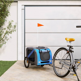 Pet Bike Trailer Blue and Grey Oxford Fabric, Iron, PVC