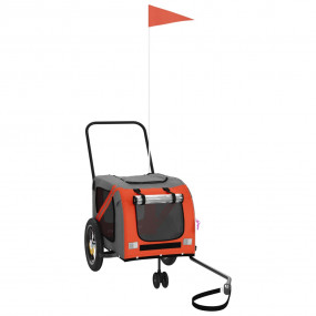 Pet Bike Trailer Orange and Black Oxford Fabric, Iron, ...