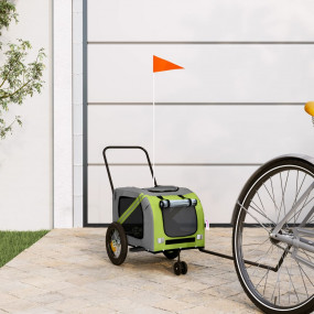 Pet Bike Trailer Green and Black Oxford fabric, Iron, P...