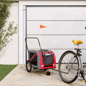 Pet Bike Trailer Orange and Grey Oxford Fabric, Iron, P...