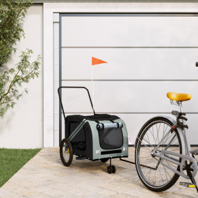 Pet Bike Trailer Grey and Black Oxford Fabric and Iron ...