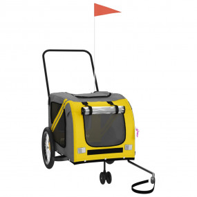 Pet Bike Trailer Yellow and Grey Oxford Fabric, Iron, P...