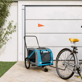 Pet Bike Trailer Blue and Grey Oxford fabric, Iron, PVC...