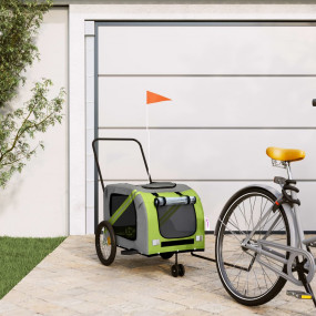 Pet Bike Trailer Green and Grey Oxford fabric, iron, PV...