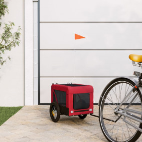 Pet Bike Trailer Red and Black Oxford Fabric, Iron, PVC...