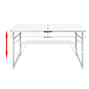 Imag:Foldable Camping Table Set with 4 Stools Height Adjustable 47.2x23.6