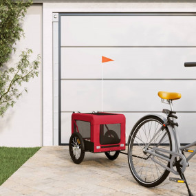 Pet Bike Trailer Red and Black Oxford fabric, Iron, PVC...