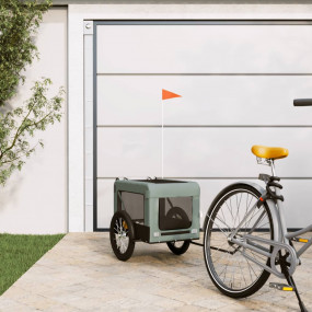 Pet Bike Trailer Grey and Black Oxford Fabric, Iron, PV...
