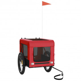 Pet Bike Trailer Red and Black Oxford Fabric, Iron, PVC...