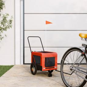 Pet Bike Trailer Orange and Black Made from Oxford Fabr...
