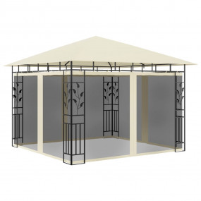 Gazebo with Mosquito Net 9.8'x9.8'x9' Cream 0.6 oz/ft