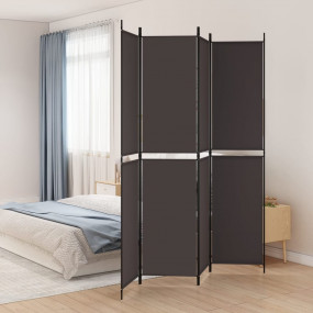 4-Panel Room Divider Brown 78.7"x86.6" Fabric