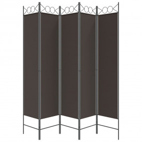 5-Panel Room Divider Brown 78.7"x78.7" Fabric