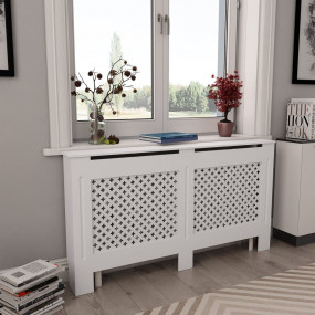 Radiator Cover White 59.8"x7.5"x32.1" MDF