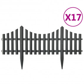 Lawn Edgings 17 pcs Anthracite 32.8' PP